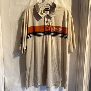 Harley Davidson Mens Tan Polo Shirt Sz XL Las Vegas‎ Biker Bikercore Motorcycle